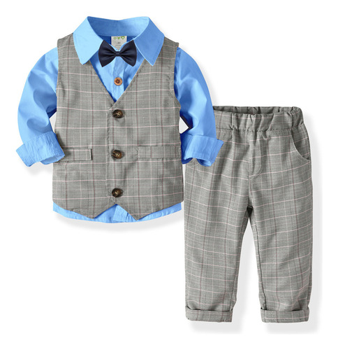 Conjunto De Ropa Para Niños, Camisa De Manga Larga, Chaleco,