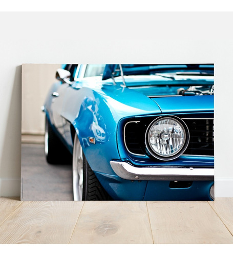 Cuadro Canvas Autos Clasicos Mustang Clasico 70s Azul 90x60