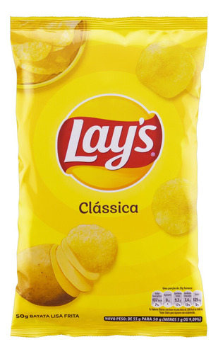 Batata Frita Lisa Lay's Batata Frita clássica sem glúten 50 g