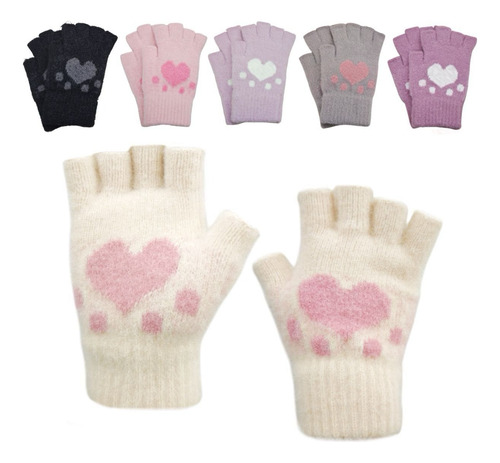 Guantes Medio Dedo Cortos Unisex Hombre Mujer Frio Invierno Negro