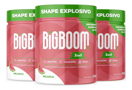 Big Boom Shape Explosivo 3 Em 1 Creatina Suplemento Pó 250g Melancia