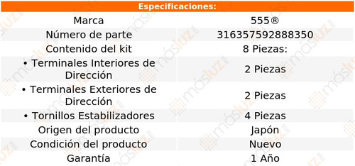 Kit Tornillos + Terminales 8 Pzas Tsuru 1991/2017 555