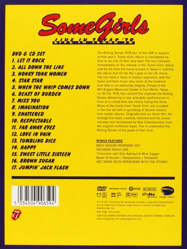 Rolling Stones Some Girls Live In Texas Cd/dvd 34 Canciones