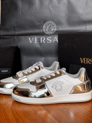 Tenis Versace Hombre Talla 8 Mex Color Blanco Con Plata