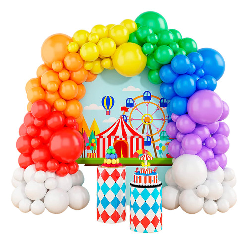 Arco Globos Circo Payaso Plim Arcoiris 