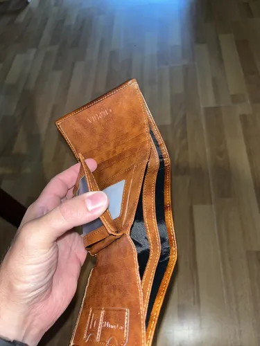 Billetera Cuero Genuino Ciephia Triple Pliegue Rfid Marrón Claro Liso