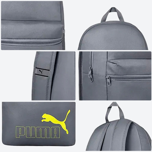 Mochila Puma Phase Gris Deportiva Casual Escolar Correas Ajustables Cómodas Cierre Compartimento Amplio Bolsillo Frontal Y Lateral Juvenil Unisex 22lt