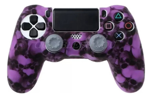 Forro Silicona Protector Control Ps4 + 2 Grips Violeta