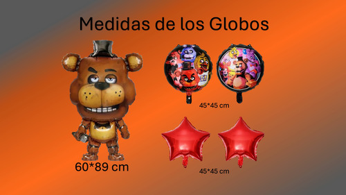 Set 5 Globos Metalicos Five Nights At Freddys Decoracion Marrón Freddyfazbear