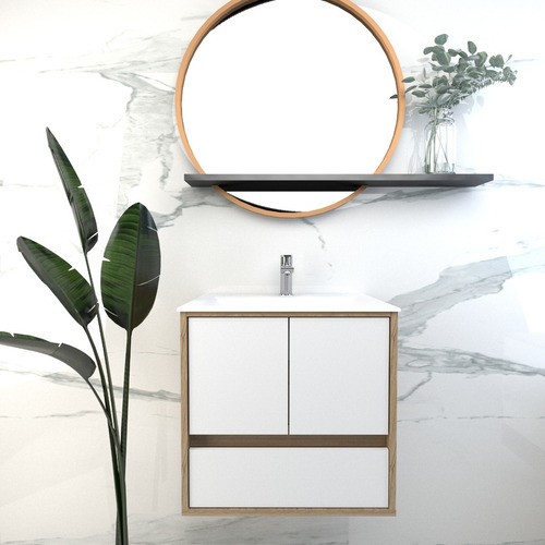 Imagen 2 de 9 de Vanitory Flotante Colgante Minimalista Mueble Baño C/ Mesada