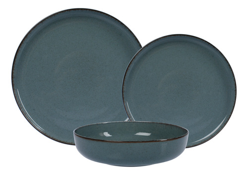 Vajilla 12 Piezas Plato Playo Postre Bowl Porcelana Envejeci