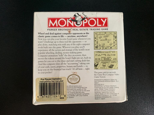 Monopoly Game Boy Nintendo (Usado)