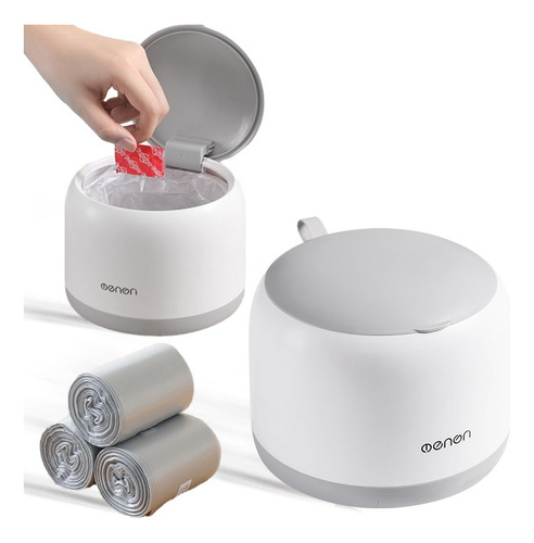 Mini Bote De Basura De Escritorio Con Tapa, Oficina En Casa Color Gris
