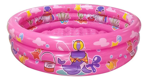 Piscina Inflable Para Bebés De 3 Anillos, 122 X 30 Cm Rosa