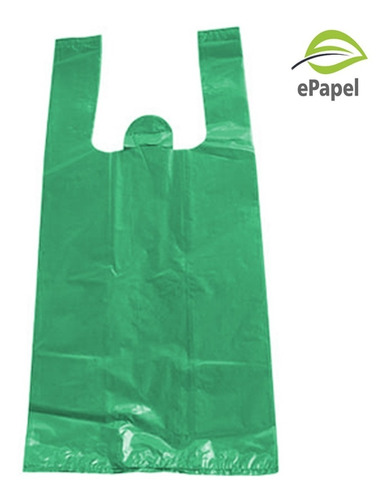 1.000 Sacola Plástica Média 38x48 - Reciclada Verde D22 Fina