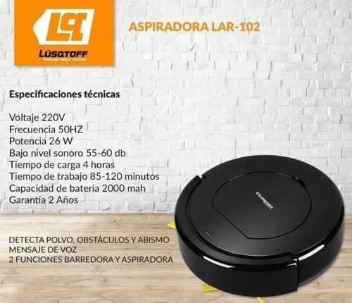 Imagen 2 de 10 de Aspiradora Inteligente 2 En 1 Robot Barredora Lusqtoff