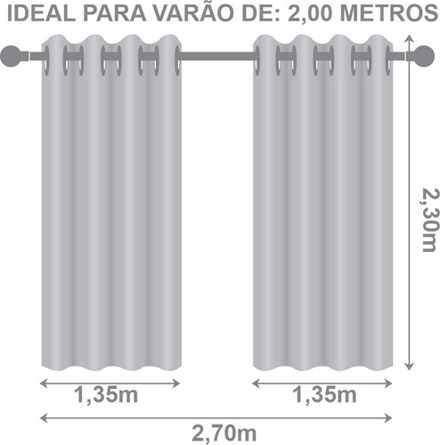 Cortina Tecido Forro Blecaute Com Voil Liso 2,70m X 2,30m