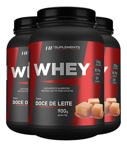 3x Whey Protein De Doce De Leite 900g Hf Suplements