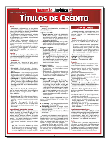 Libro Resumao Juridico Vol 42 Titulos De Credito De Silva Va