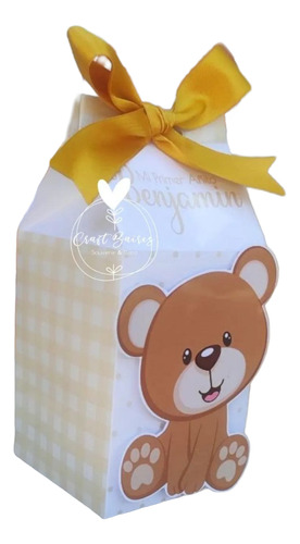 20 Cajas Golosineras Milk Box Osito Beige. Craftbaires