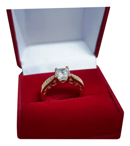 Anel Solitário Feminino Luxo Zirconia  Banhado Ouro 18k