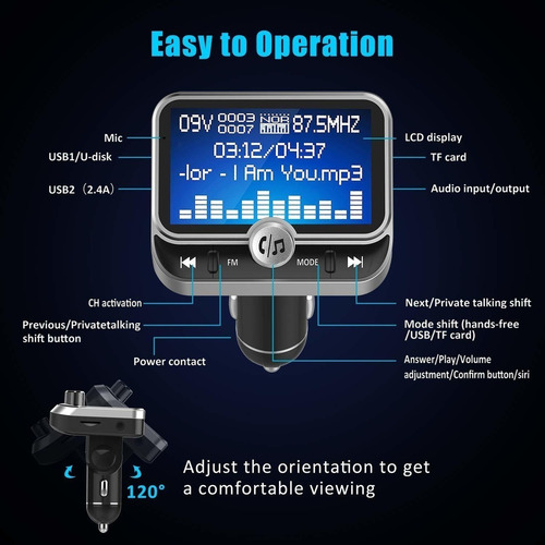 Tohayie - Transmisor Fm Bluetooth Para Coche, Transmisor Blu