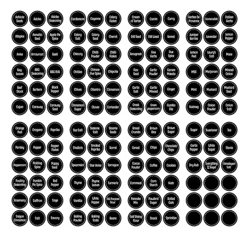 Etiquetas Adhesivas Para Tarros De Especias, 144 Unidades