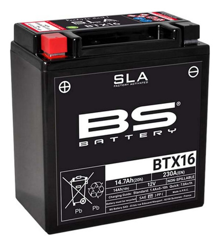 Bateria Para Moto Btx16 Sla (activada)