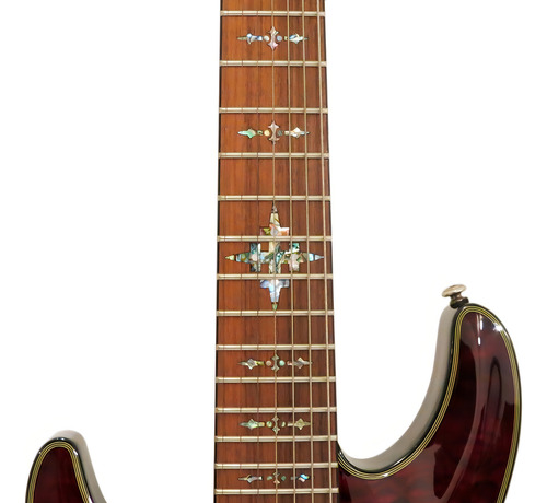 Guitarra Electrica Schecter Damien Elite 7 Para Zurdo Color Bordó Material Del Diapasón Palo De Rosa Orientación De La Mano Diestro