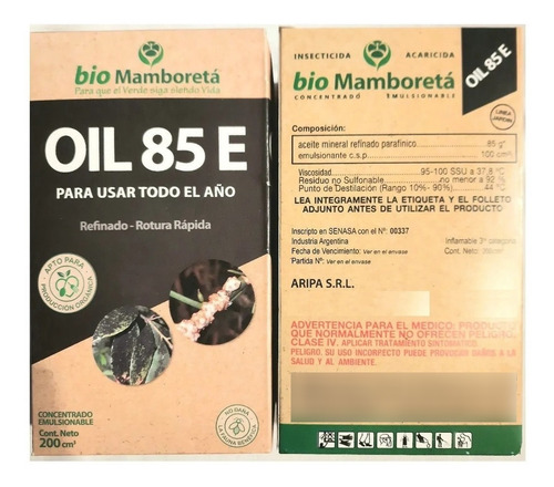 Imagen 4 de 10 de Mamboreta Oil 85 200 Ml + Confi 30 Ml Insecticida Natural