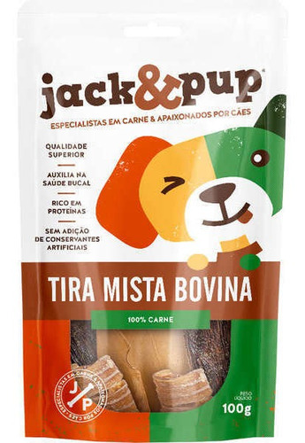 Petisco Snack Jack E Pup Tiras Mista Bovina Para Cães 100g