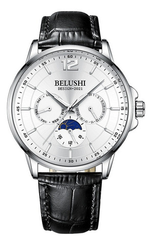 De Belushi Fase Lunar Reloj De Pulsera De Cuero A La Moda