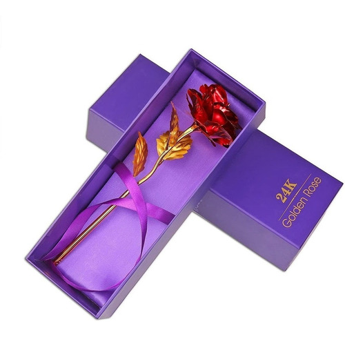 Rosa Artificial Golden Rose 24k De 25.5cm, Rojo