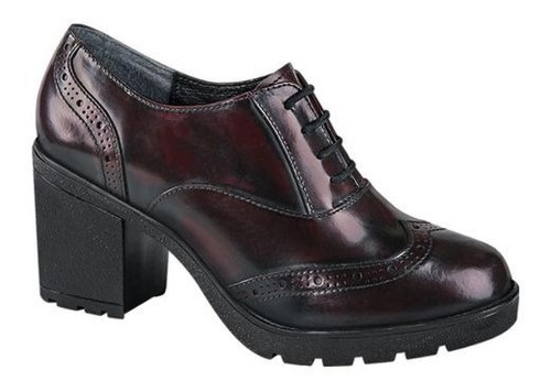 Zapatos Piel Oxford Bostoneanos Vino Tacón 8 Plataforma  2-7