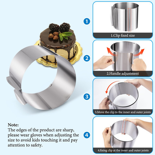 Anillo Ajustable Para Tartas De Acero Inoxidable De 6 A 12 P