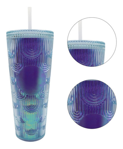 Termo Tumbler Vaso Studded Plastico Popote 700 Ml Colores Color Azul Unicornio Sirena