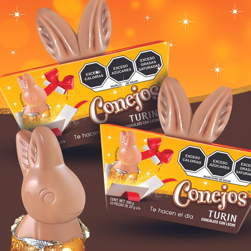 Conejos Chocolates Con Leche Caja 200g Con 10 Piezas