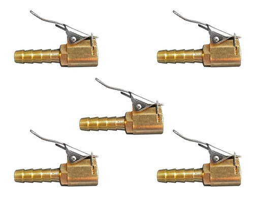 Kit 5 Bicos Encher Inflador Com Presilha Calibrar Pneus