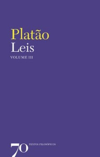 Leis, De Platón. Editora Edicoes 70 - Almedina, Capa Mole Em Português