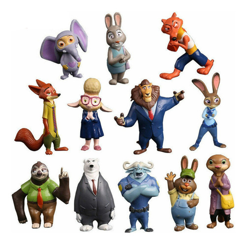 12pcs/set Zootopia Zootropolis Acción Figura Modelo Juguete