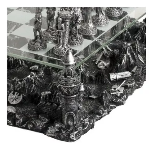 Jogo Tabuleiro De Xadrez Luxo Cavaleiros Medievais 3d 36 Pcs