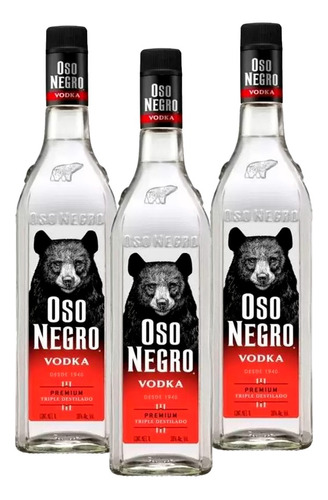 Pack De 3 Vodka Oso Negro 1000ml