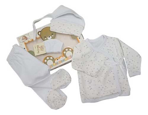 Set Bebe X4 Algodón Rn - Con Caja Y Medias De Regalo Art 501