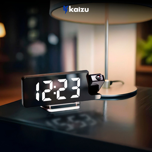 Relogio Alarme Led Minimalista Projetor Espelhado Inteligente Teto Quarto Cabeceira Kaizu