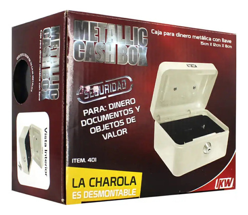 Caja Para Dinero Metálica Con Llave Ikw 15 X 12 X 8 Cms