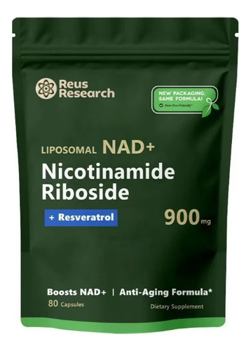 Elfleaf Nad+ Suplemento Antienvejecimiento Niacinamida Ribosida 80 Cápsulas Vitamina D3