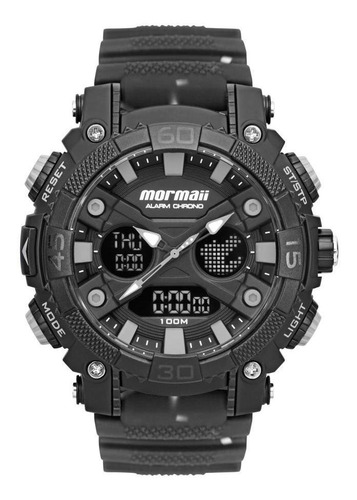 Relógio Masculino Mormaii Mo12598aa/8p 53mm Silicone Fumê