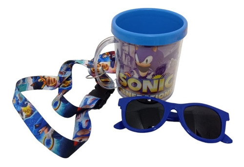 Sonic Azul Copo Oculos Escuro Com Alça Personalizada Sonic 