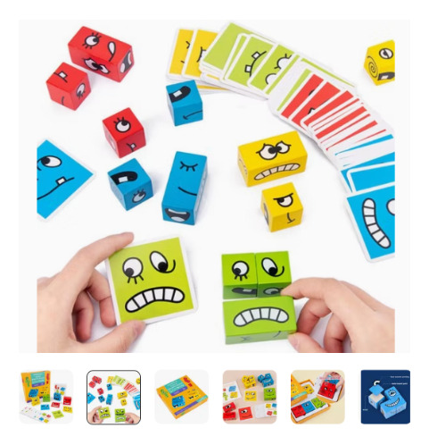 Juego De Expresión Cubo Cambia De Cara Puzzle + Campana