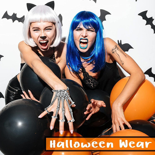 2pcs Pulsera De Mano De Esqueleto De Calavera De Halloween